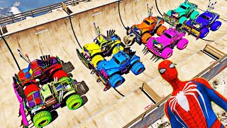 GTA5 spider man car, monster truck stunts game.gta v Superheroes monster car racing game #gta#car