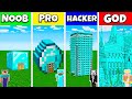 Minecraft Battle: NOOB vs PRO vs HACKER vs GOD: DIAMOND BLOCK HOUSE BASE BUILD CHALLENGE / Animation
