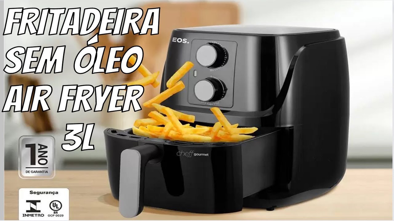 Fritadeira Sem Óleo Air fryer EOS Chef Gourmet 4 Litros Preto com