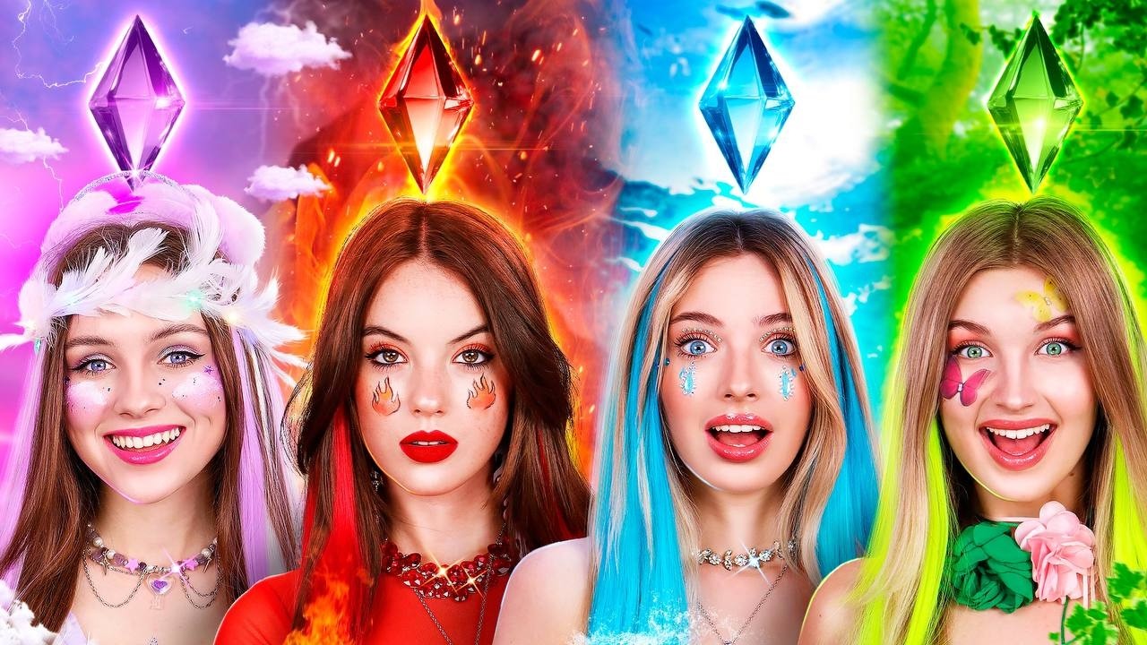 Abbiamo adottato quattro elementi! Ragazza di fuoco, acqua, aria e terra!