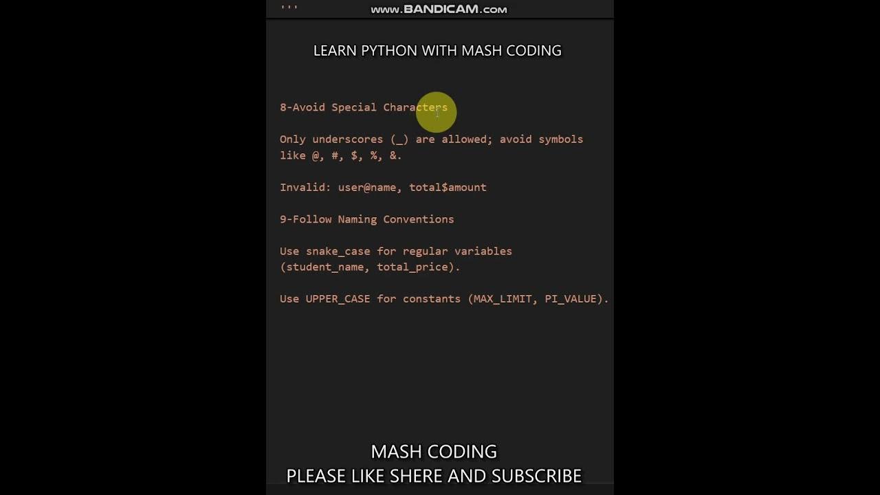 Variable Naming Rules in Python - YouTube