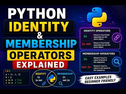 🐍 Python Identity and Membership Operators Explained #Python #PythonTutorial #LearnPython