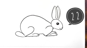 How To Draw RABBIT Drawing Easy Way From 22 Number || Step By Step Tutorial By @harshguruarts