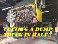 CUTTING A DUMP TRUCK INTO PIECES!