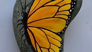 🦋 Easy Monarch Butterfly Rock Painting