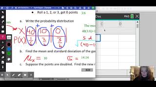 How to calculate the Expected Value and Standard deviation from a probability model using TINspire