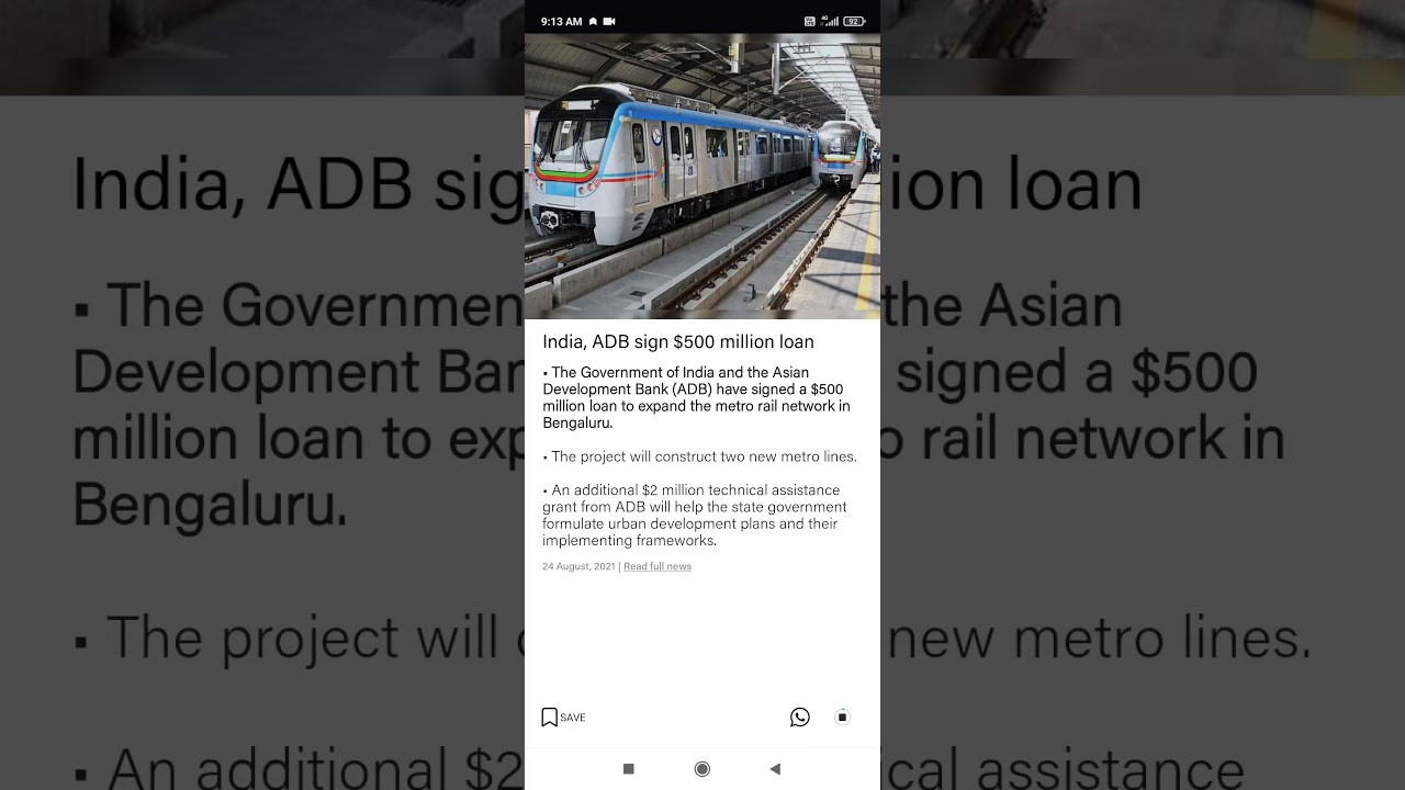 India, ADB sign $500 million loan to expand Metro Rail Network in Bengaluru