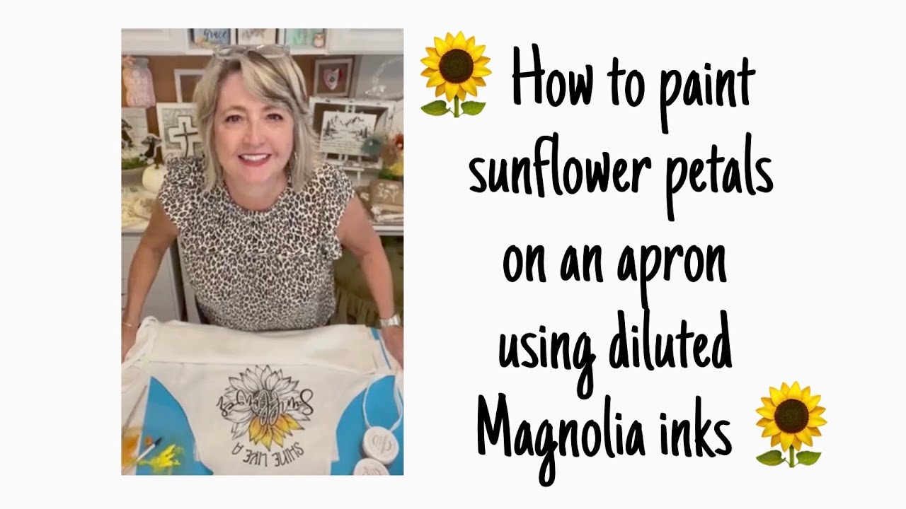 How To Paint Sunflower Petals On An Apron A Tea Towel Using Diluted how-to-paint-sunflower-petals-on-an-apron-a-tea-towel-using-diluted