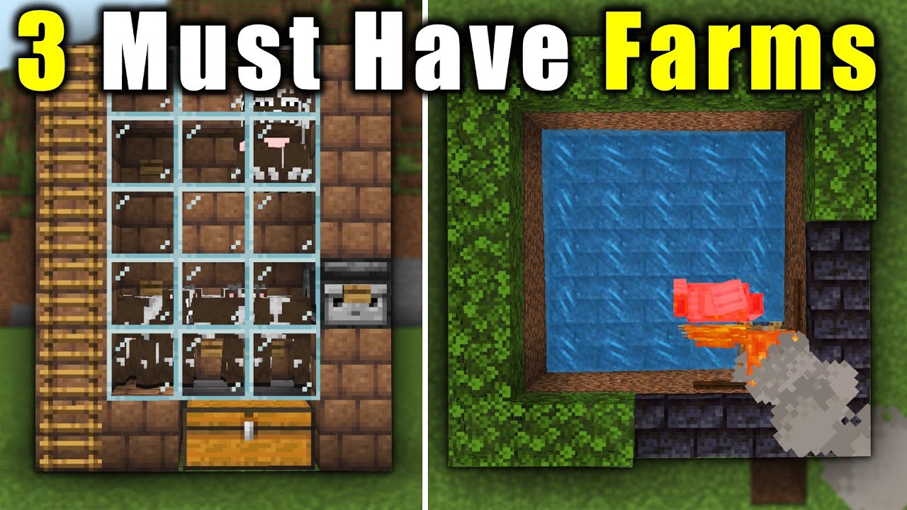 3 Must Have Farms for Everyone Minecraft Bedrock 1.20 Farms YouTube