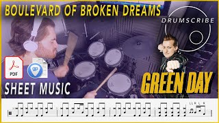 Boulevard of Broken Dreams - Green Day | Drum SCORE Sheet Play-Along | DRUMSCRIBE