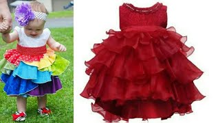 Designer party wear frill frock for baby girls cutting and stitching