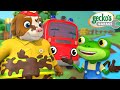 Muddy water rescue  geckos garage  trucks for children  cartoons for kids