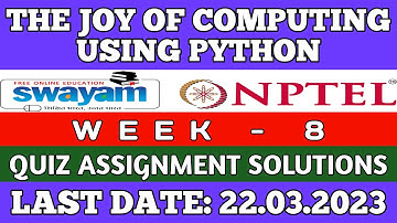 The Joy of Computing using Python|| NPTEL WEEK-8 Quiz Assignment answers 2023 || #nptel #SKumarEdu