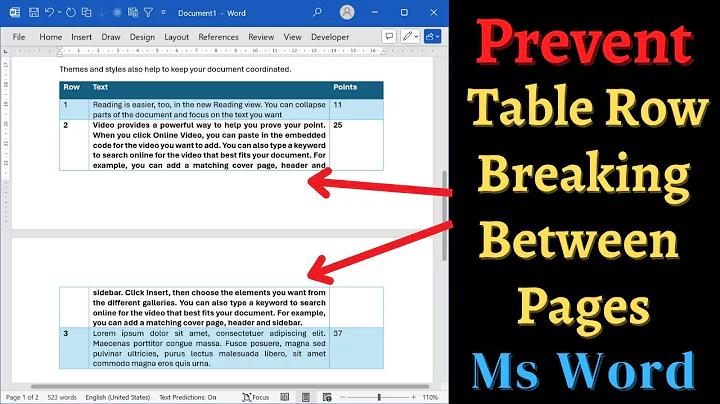 How to Prevent Table Rows Splitting Across Pages in Word
