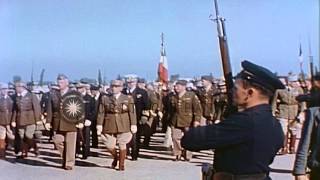 US Generals Nogues, Patton, Keyes, other American and French officers visit a US ...HD Stock Footage