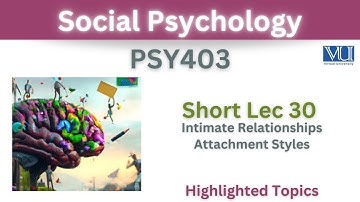 PSY403 Short Lecture 30_Intimate Relationship_Attachement Styles_Psy403 short lec 30_Final  Term