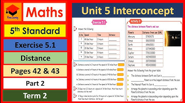5th Std- Maths - Unit 5 - Interconcept- Exercise 5.1- Distance - Page 42 to 44 - Part 2 - Term 2