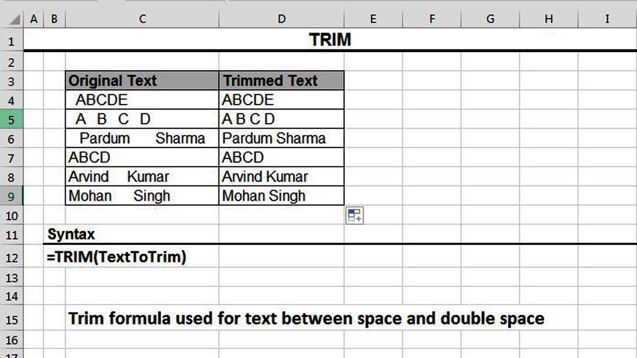 Trim formula in excel excel tips and tricks excel formula Learn