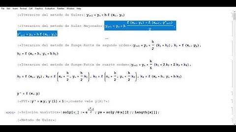 9.1.1 Métodos numéricos: Método de Euler, Euler mejorado, de Runge Kutta de orden dos y orden cuatro