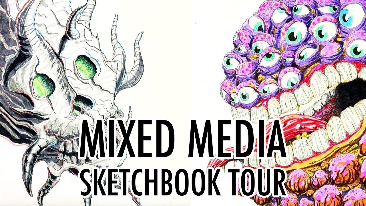 Sketchbook Tour - Mixed Media (and way too many eyes) - YouTube