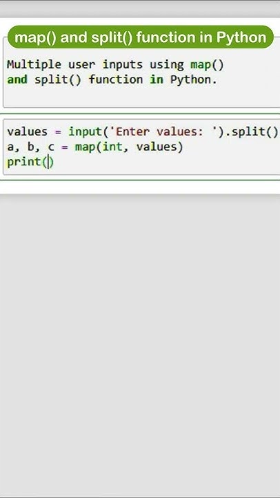 Multiple User inputs | easy way to learn python | map() | split ...