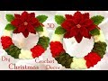 Como hacer corona de Navidad  marshmallows y flores Nochebuena a Crochet  3D tejido tallermanualperu