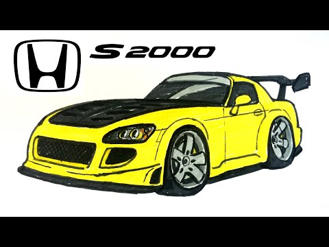 Easy Drawing Honda S2000 I Kolay Honda S2000 Çizimi I Modifiyeli S2000 nasıl çizilir?