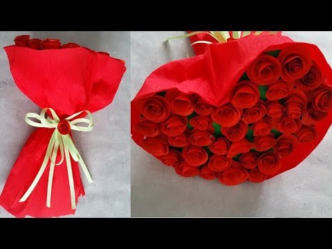 Как сделать букет в форме сердца из бумажных роз. Подарки на День Святого Валентина или 8 Марта