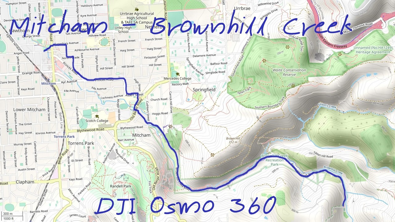 Testing the DJI Osmo 360 - HD - Mitcham Library to Brownhill Creek and return