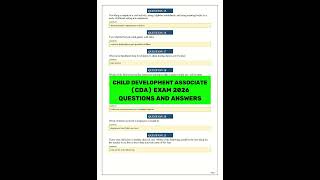 CHILD DEVELOPMENT ASSOCIATE CDA EXAM 2026 QUESTIONS AND ANSWERS video