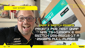 Tutto pronto per il test con QNAP NAS ts-h1290fx e switch qsw-m5216-1t a 25gbps!!