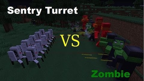 Minecraft FTB - Sentry Turret VS Zombie