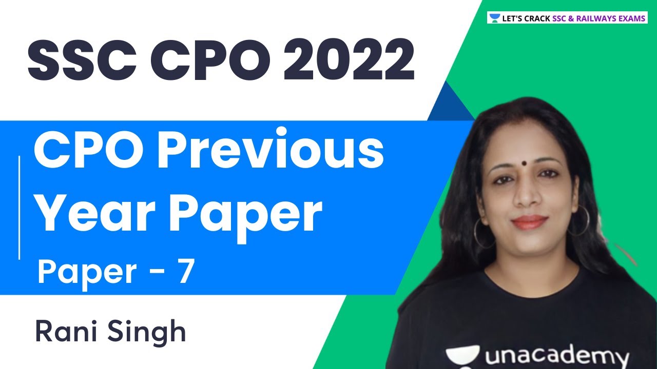 CPO Previous Year Paper | Paper - 7 | English | SSC CPO 2022 Exam | Rani Singh