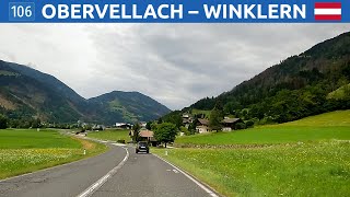 Driving in Austria. A road from Obervellach to Winklern in Bundesland Kärnten 4K