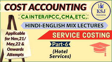 Lecture-153-CA/CMA Intermediate Cost Accounting- Service/Operating Costing-VI