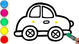 Yellow Car Drawing, Painting and Coloring for Kids, Toddlers | Learn Easy Drawing