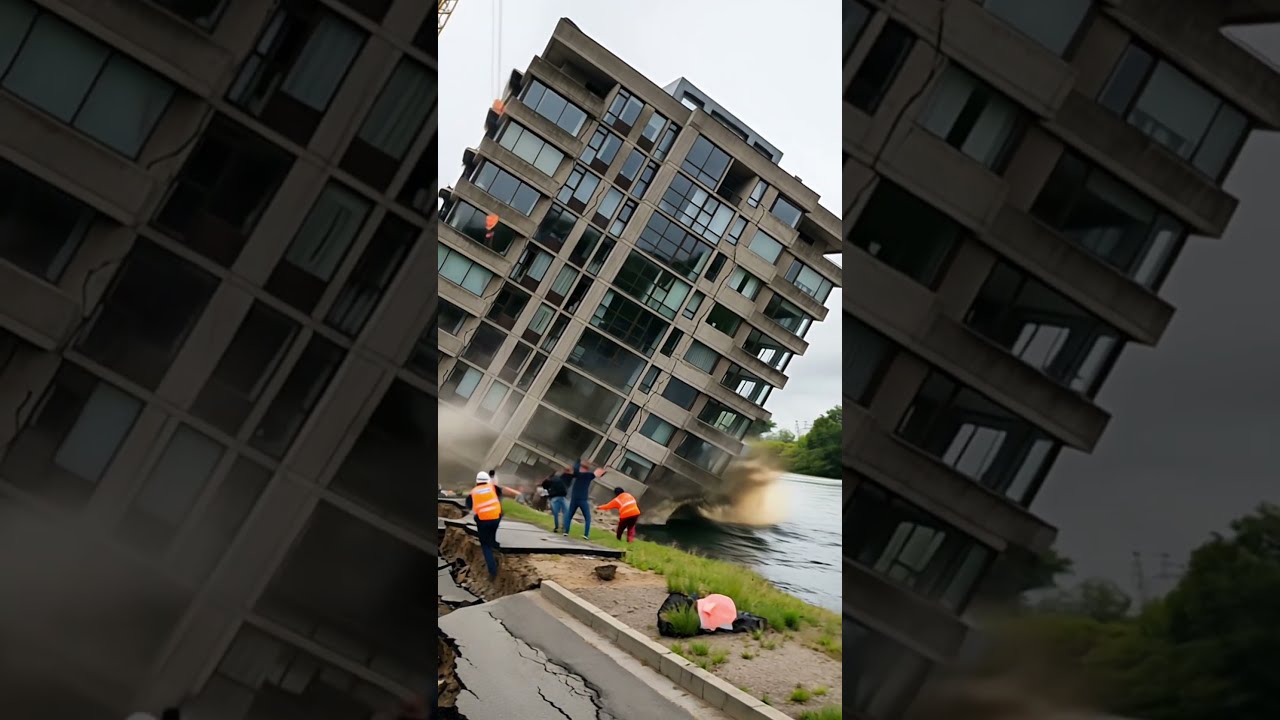 Apartment Building Topples And Falls Into The River 