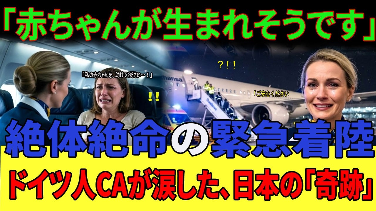 【海外の反応】「機内で赤ちゃんが！」絶望のドイツ人CAを救った日本の神対応。世界が涙した奇跡の緊急着陸