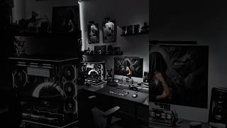 Dark monochrome gaming setup
