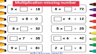 multiplication missing numbers worksheet| Missing Numbers| Multiplication| @edukinowteach