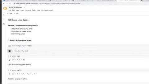Linear Algebra || Python NumPy || Array Creation Functions & Examples || Google Colab Notebook