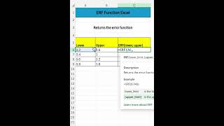 ERF Function In Excel | Returns Error Function #excel #learn #exceltips #exceltricks #excelformula