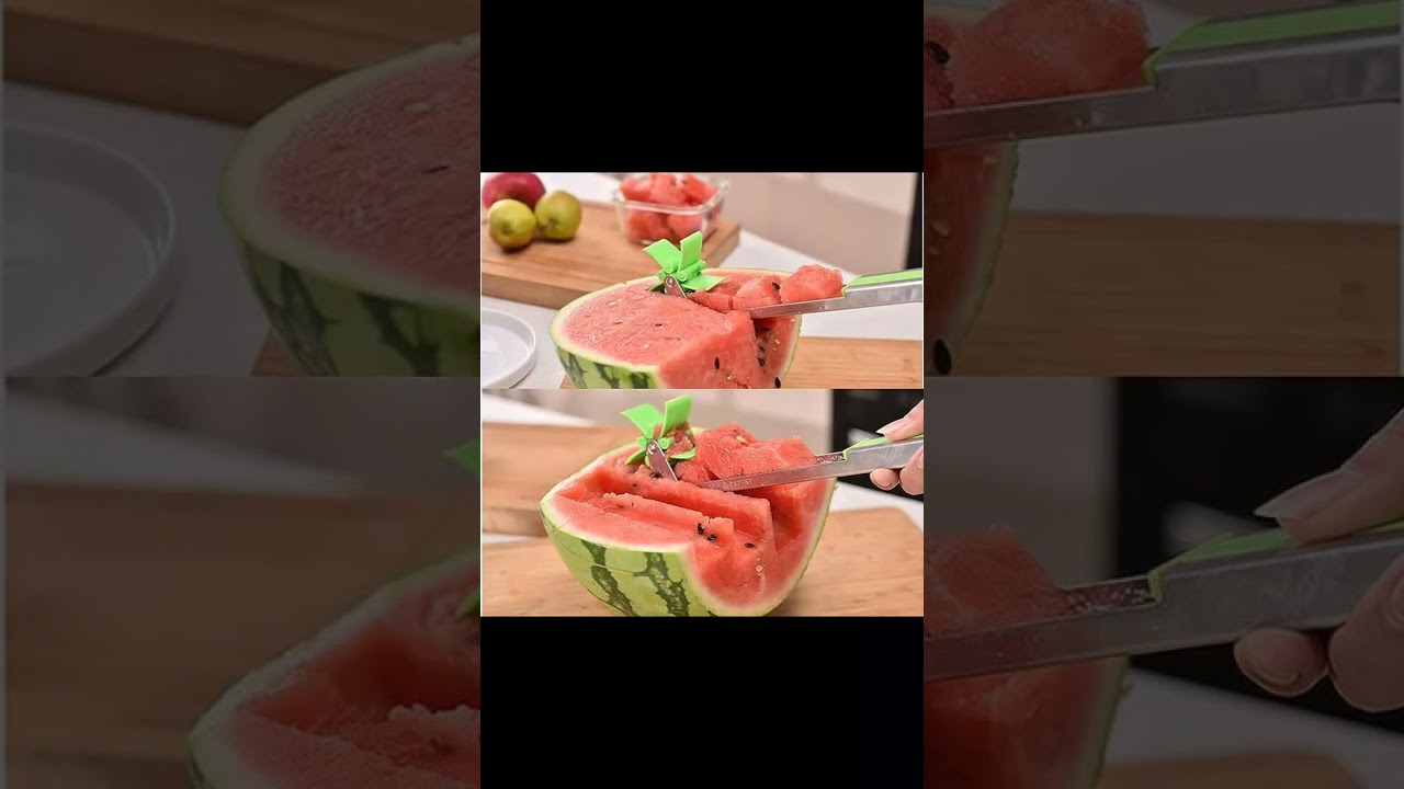 Watermelon slicer cutter Windmill Auto Stainless Steel Melon Cuber Knife Corer Fruit Vegetable Tools