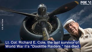 The last of world war ii’s daring ‘doolittle raiders’ has passed
away. lt. col. richard cole died tuesday in san antonio at age 103.
story: https://bi...