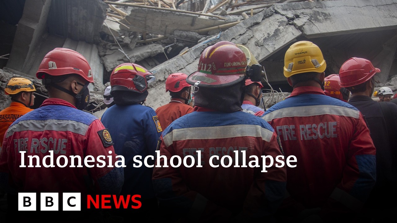 At least three dead and dozens trapped after Indonesia school collapses | BBC News