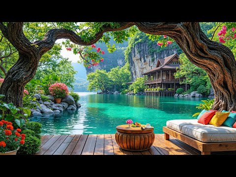 ☕ Morning Coffee & Chill Jazz by Forest Lake | Tranquil River Sounds & Smooth Jazz for Calm Work