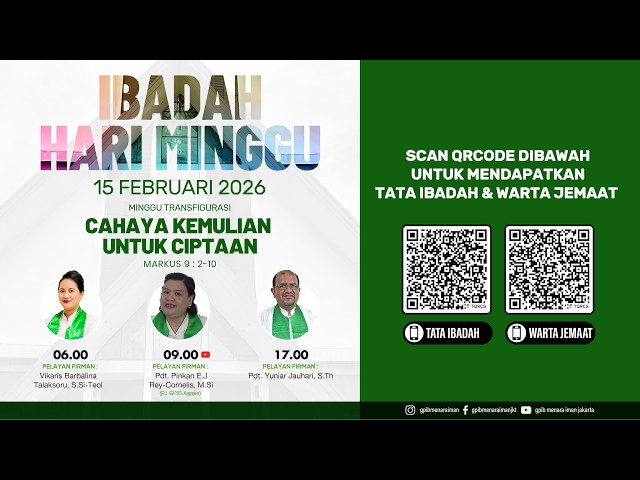 (Live) HARI MINGGU IV SESUDAH EPIFANI GPIB MENARA IMAN, 15 FEBRUARI 2026 09.00 WIB