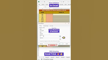 Data Validation on Phone Numbers in Excel | Data Validation in Excel🔥👍|#youtubeshorts  #excel #short