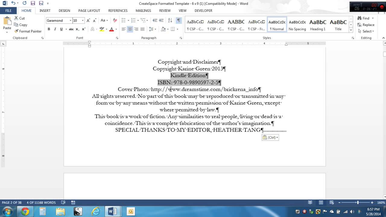 Copy and Paste the Createspace Template - YouTube