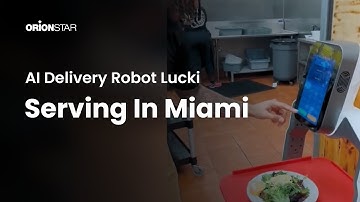 AI delivery robot Lucki delivers food at a restaurant in Miami！